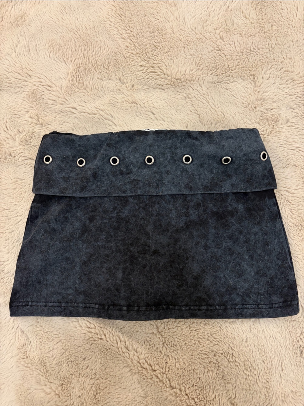 Black Eyelet Detail Women's Skirt